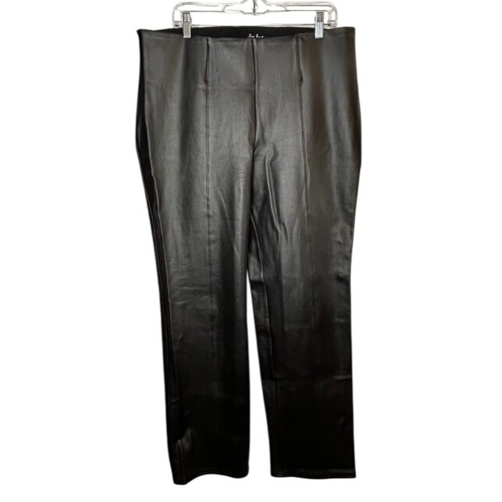 Slim Factor by Investments Women's Faux Leather Pull On Straight Leg Pants XL